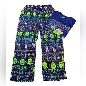 Shrek & Donkey Ugly Christmas Sweater Pajama Set - Size M (Pants & Tee)